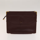 CARTIER Must Line Clutch Bag Leather 5Set Bordeaux Gold Auth 141368-22