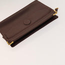 CARTIER Must Line Clutch Bag Leather 5Set Bordeaux Gold Auth 141368-24