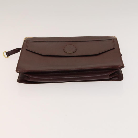 CARTIER Must Line Clutch Bag Leather 5Set Bordeaux Gold Auth 141368