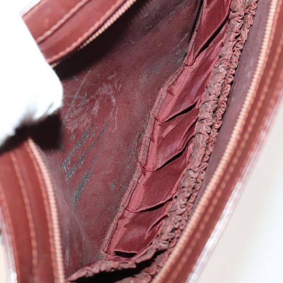 CARTIER Must Line Clutch Bag Leather 5Set Bordeaux Gold Auth 141368