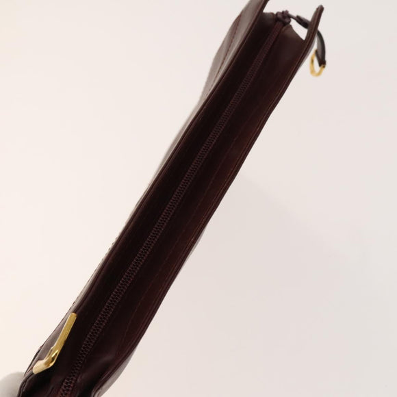 CARTIER Must Line Clutch Bag Leather 5Set Bordeaux Gold Auth 141368