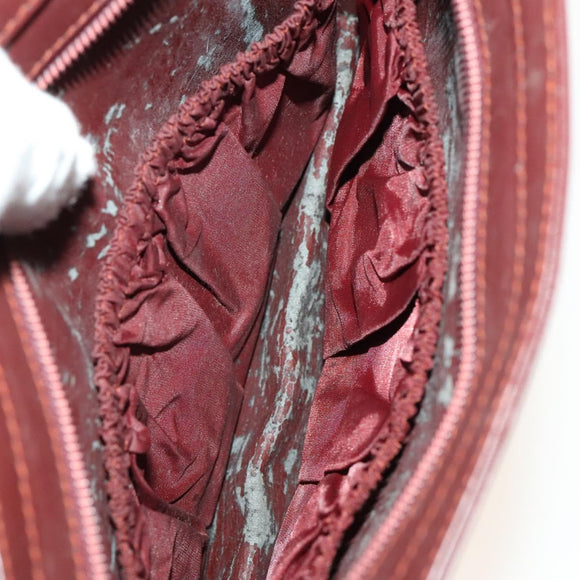 CARTIER Must Line Clutch Bag Leather 5Set Bordeaux Gold Auth 141368