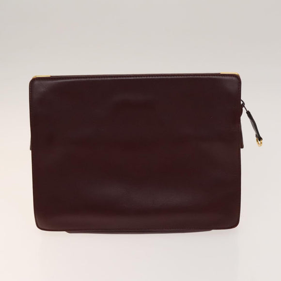 CARTIER Must Line Clutch Bag Leather 5Set Bordeaux Gold Auth 141368