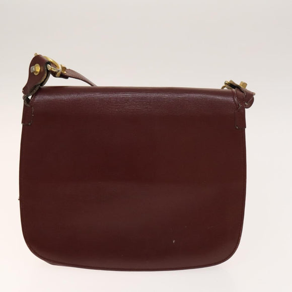 CARTIER Must Line Bag Leather Suede 5Set Bordeaux Auth 141369