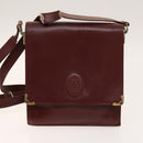 CARTIER Must Line Bag Leather Suede 5Set Bordeaux Auth 141369-19