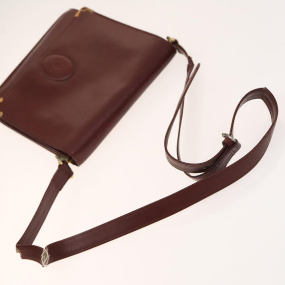 CARTIER Must Line Bag Leather Suede 5Set Bordeaux Auth 141369