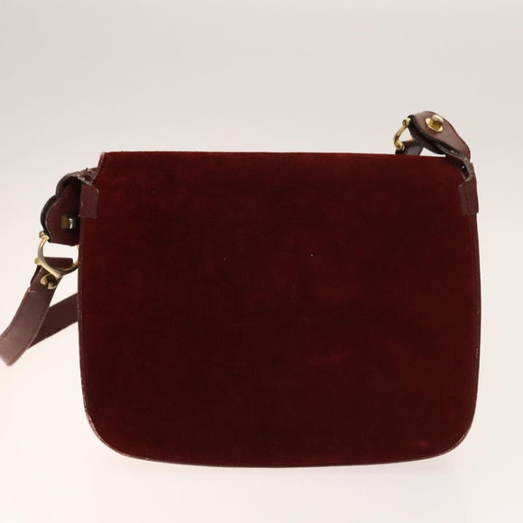 CARTIER Must Line Bag Leather Suede 5Set Bordeaux Auth 141369