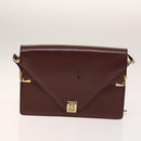 CARTIER Must Line Bag Leather Suede 5Set Bordeaux Auth 141369-8