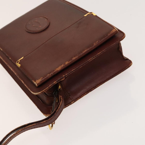 CARTIER Must Line Bag Leather 4Set Bordeaux Auth 141370