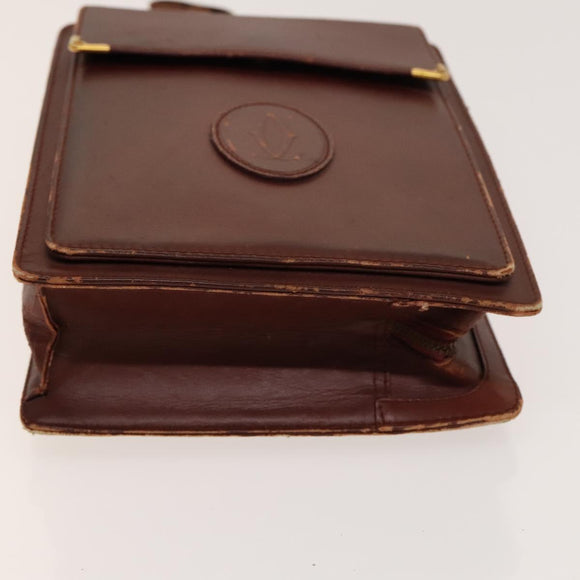 CARTIER Must Line Bag Leather 4Set Bordeaux Auth 141370