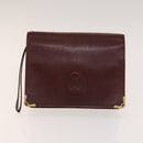 CARTIER Must Line Bag Leather 4Set Bordeaux Auth 141370-20