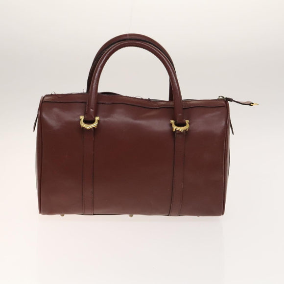 CARTIER Must Line Bag Leather 4Set Bordeaux Auth 141370