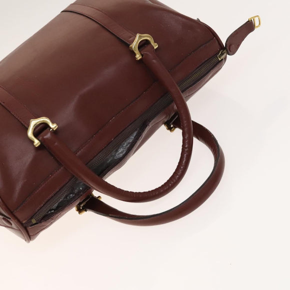 CARTIER Must Line Bag Leather 4Set Bordeaux Auth 141370