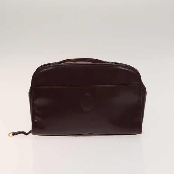CARTIER Must Line Bag Leather 4Set Bordeaux Auth 141370