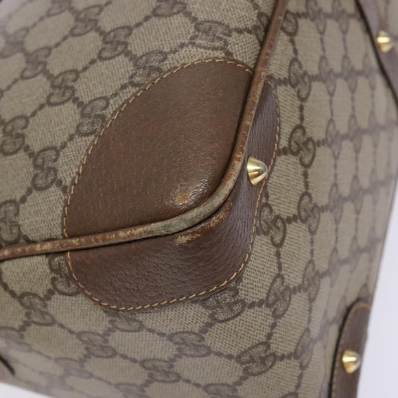 GUCCI GG Supreme Hand Bag PVC Beige Gold Auth 141390