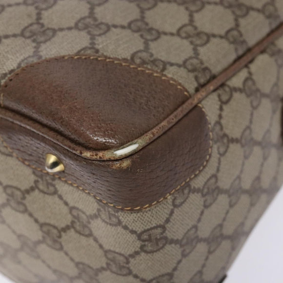 GUCCI GG Supreme Hand Bag PVC Beige Gold Auth 141390