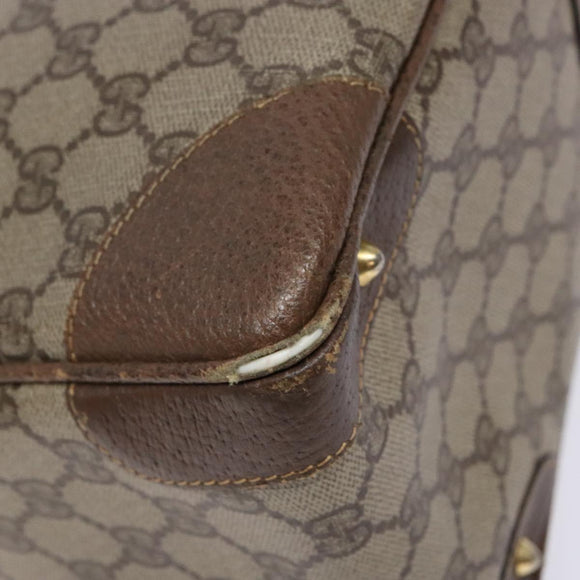 GUCCI GG Supreme Hand Bag PVC Beige Gold Auth 141390