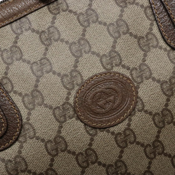 GUCCI GG Supreme Hand Bag PVC Beige Gold Auth 141390