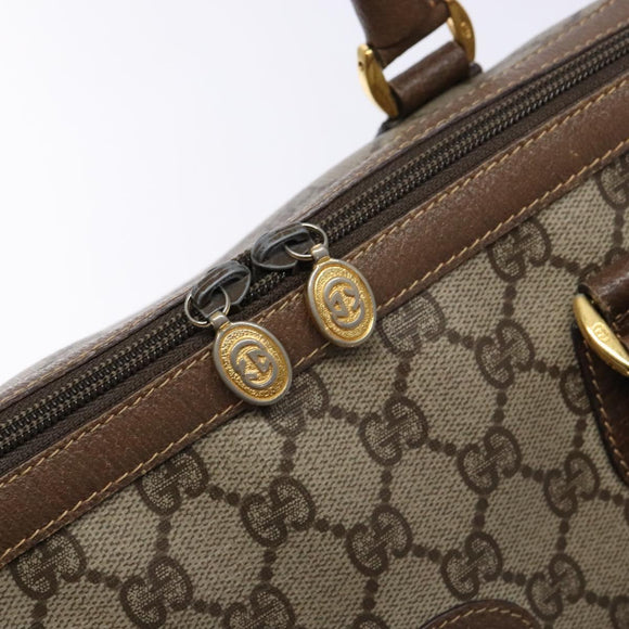 GUCCI GG Supreme Hand Bag PVC Beige Gold Auth 141390