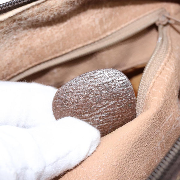 GUCCI GG Supreme Hand Bag PVC Beige Gold Auth 141390