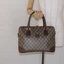GUCCI GG Supreme Hand Bag PVC Beige Gold Auth 141390-22