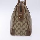GUCCI GG Supreme Hand Bag PVC Beige Gold Auth 141390-3