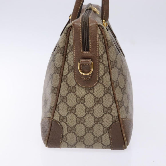 GUCCI GG Supreme Hand Bag PVC Beige Gold Auth 141390