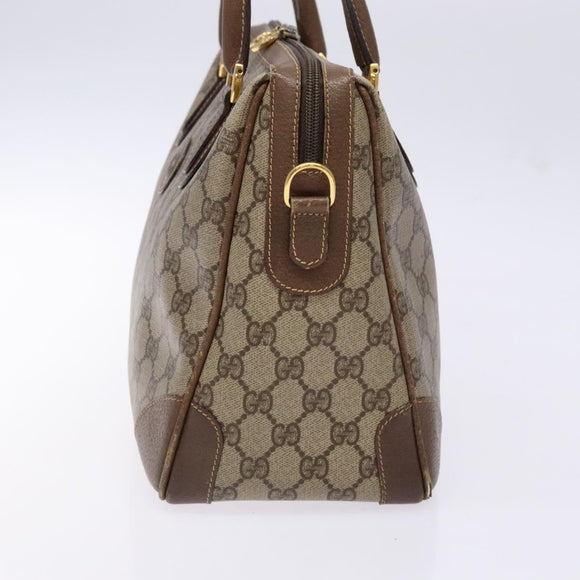 GUCCI GG Supreme Hand Bag PVC Beige Gold Auth 141390