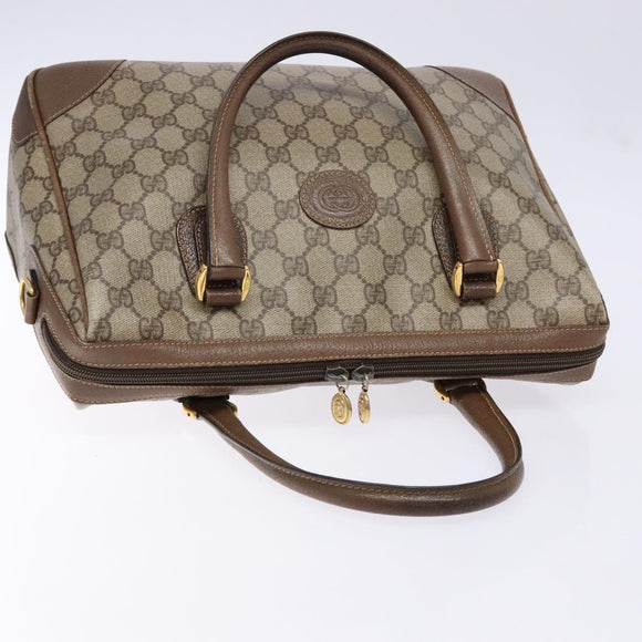 GUCCI GG Supreme Hand Bag PVC Beige Gold Auth 141390