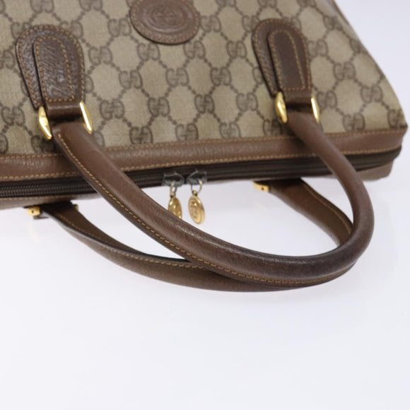 GUCCI GG Supreme Hand Bag PVC Beige Gold Auth 141390