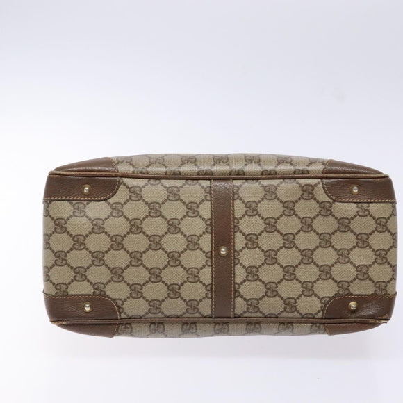 GUCCI GG Supreme Hand Bag PVC Beige Gold Auth 141390