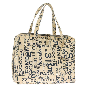 CHANEL Bysy line Tote Bag Canvas White CC Auth 141391