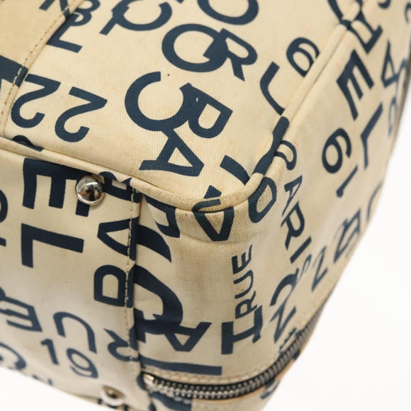 CHANEL Bysy line Tote Bag Canvas White CC Auth 141391