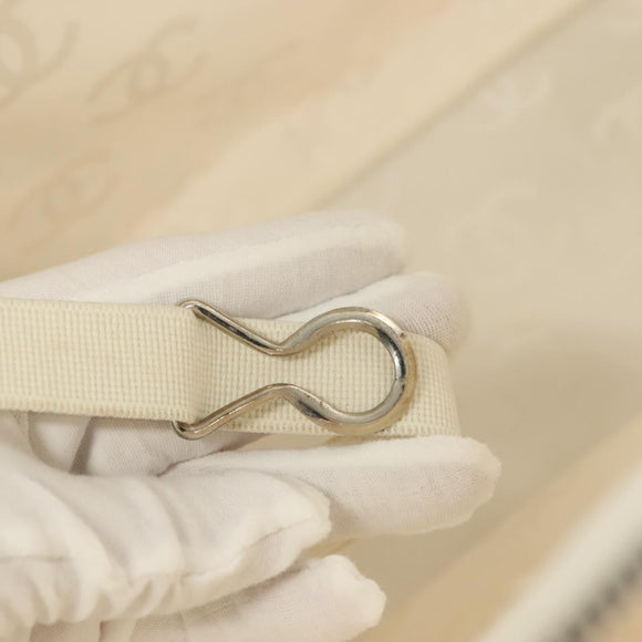 CHANEL Bysy line Tote Bag Canvas White CC Auth 141391