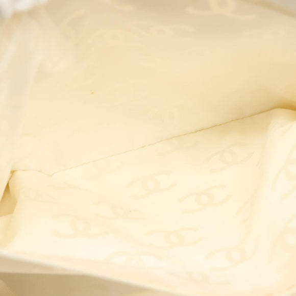 CHANEL Bysy line Tote Bag Canvas White CC Auth 141391