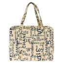 CHANEL Bysy line Tote Bag Canvas White CC Auth 141391-2