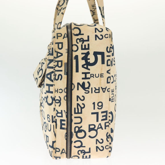 CHANEL Bysy line Tote Bag Canvas White CC Auth 141391