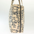 CHANEL Bysy line Tote Bag Canvas White CC Auth 141391-4