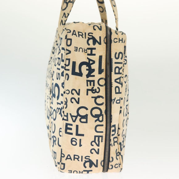 CHANEL Bysy line Tote Bag Canvas White CC Auth 141391