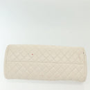 CHANEL Matelasse Chain Shoulder Bag Leather White Gold CC Auth 141392-6