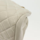 CHANEL Matelasse Chain Shoulder Bag Leather White Gold CC Auth 141392-17