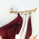 CHANEL Matelasse Chain Shoulder Bag Leather White Gold CC Auth 141392-20