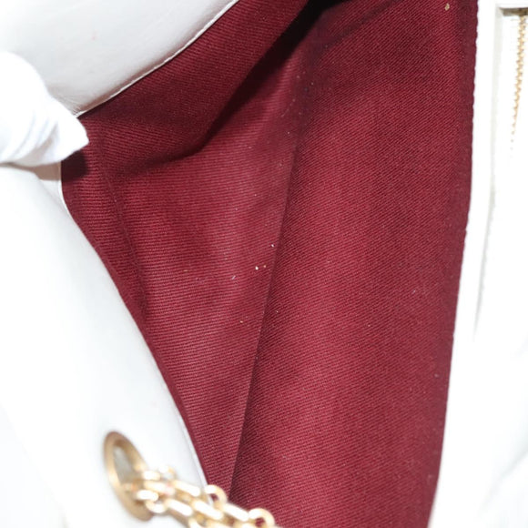 CHANEL Matelasse Chain Shoulder Bag Leather White Gold CC Auth 141392