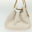 CHANEL Matelasse Chain Shoulder Bag Leather White Gold CC Auth 141392-5