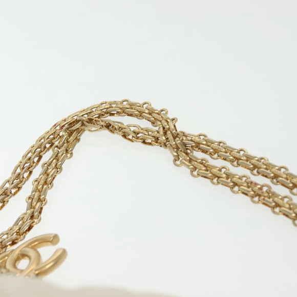 CHANEL Matelasse Chain Shoulder Bag Leather White Gold CC Auth 141392