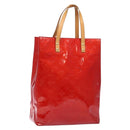 LOUIS VUITTON Monogram Vernis Reade MM Hand Bag Red Rouge M91086 LV Auth 141401-1