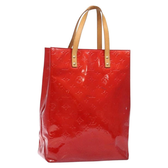 LOUIS VUITTON Monogram Vernis Reade MM Hand Bag Red Rouge M91086 LV Auth 141401
