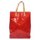 LOUIS VUITTON Monogram Vernis Reade MM Hand Bag Red Rouge M91086 LV Auth 141401-13