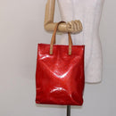 LOUIS VUITTON Monogram Vernis Reade MM Hand Bag Red Rouge M91086 LV Auth 141401-22