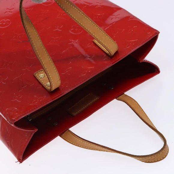 LOUIS VUITTON Monogram Vernis Reade MM Hand Bag Red Rouge M91086 LV Auth 141401